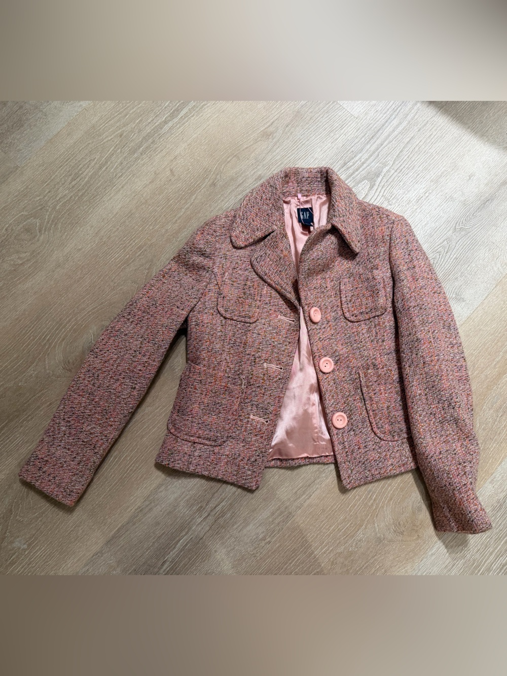 GAP Pink Multi-Tone Tweed Button Jacket